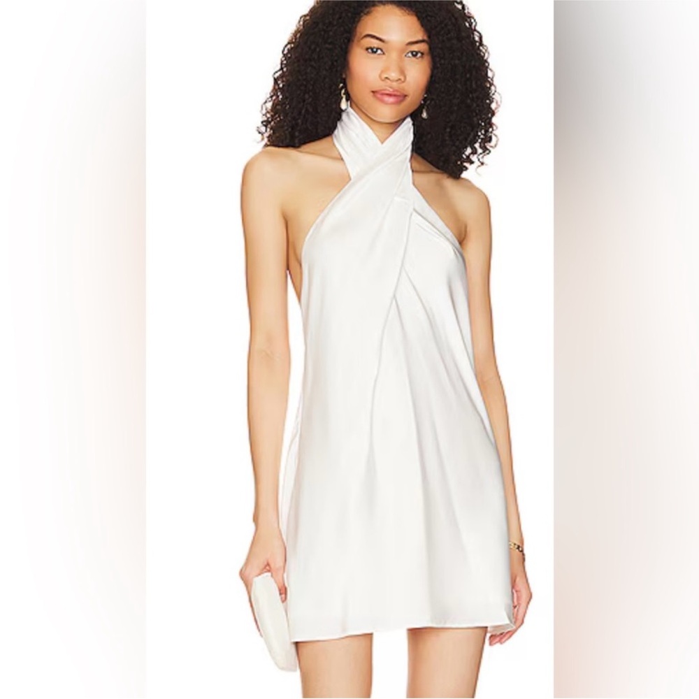 Show Me Your MuMu White Satin Mini Halter Dress